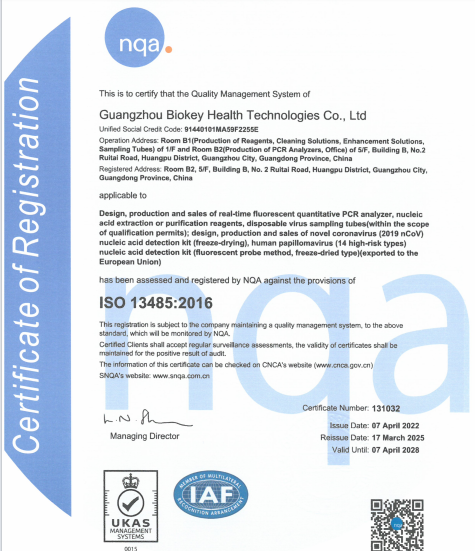 中国 Guangzhou BioKey Healthy Technology Co.Ltd 認証